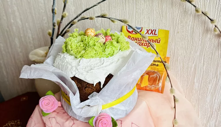 Творожный бездрожжевой кулич