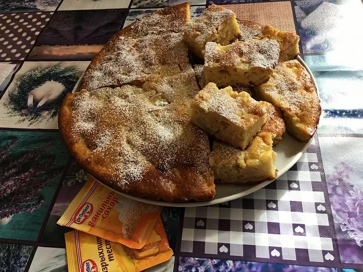 Яблочный пирог на кефире фото рецепта