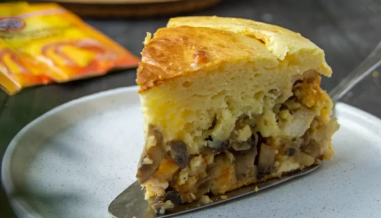 Заливной пирог с курицей и грибами 