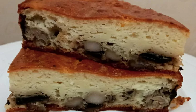 Заливной пирог с курицей и грибами 