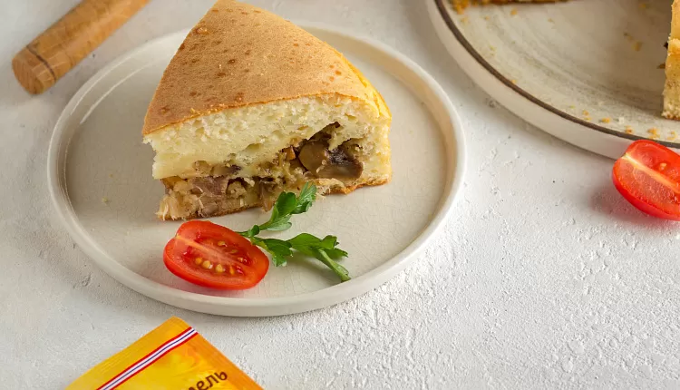Заливной пирог с курицей и грибами 