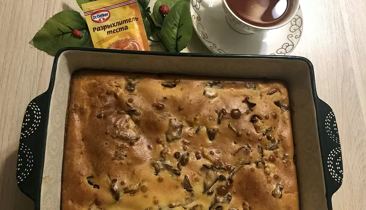 Заливной пирог с курицей и грибами 