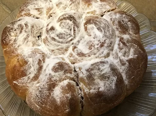 Фото рецепта Отрывной пирог с кофейно-коричным заварным кремом 