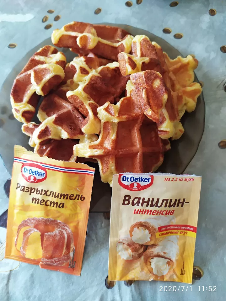 Творожные вафли на завтрак фото