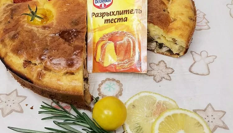 Заливной пирог с курицей и грибами 