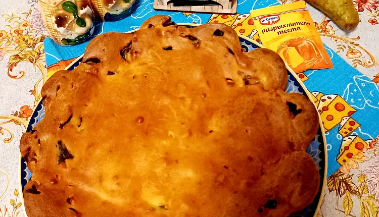 Заливной пирог с курицей и грибами 
