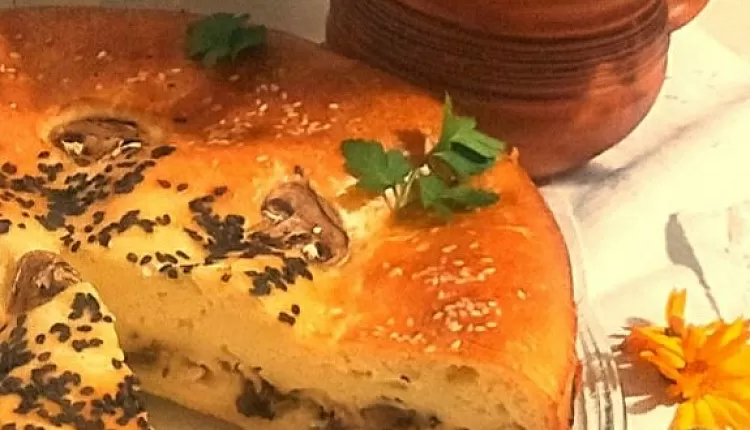 Заливной пирог с курицей и грибами 