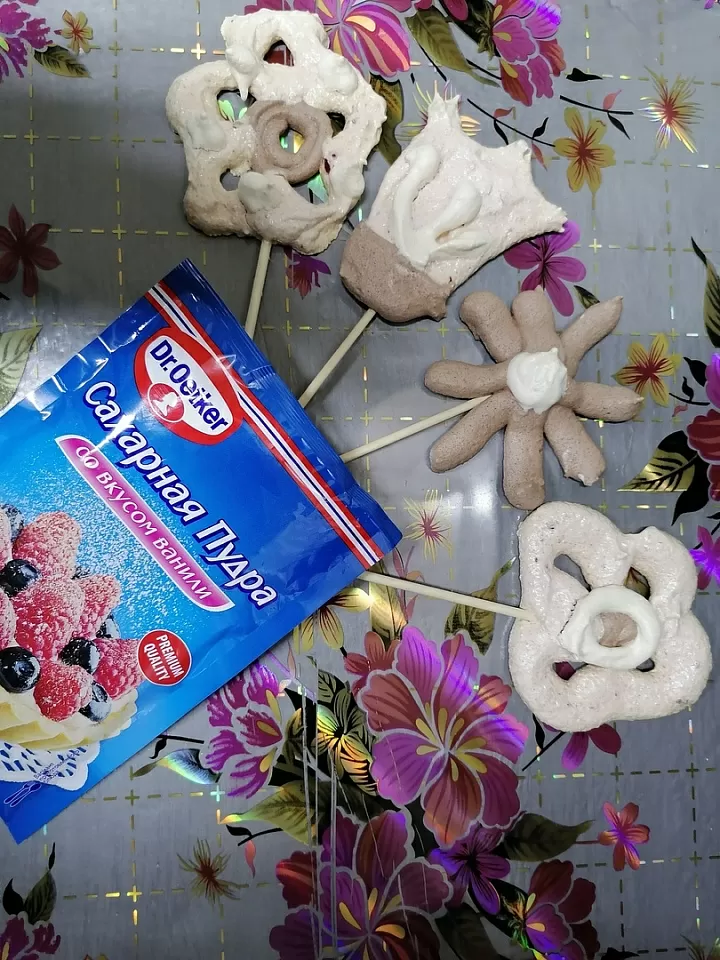 Цветочки из безе фото
