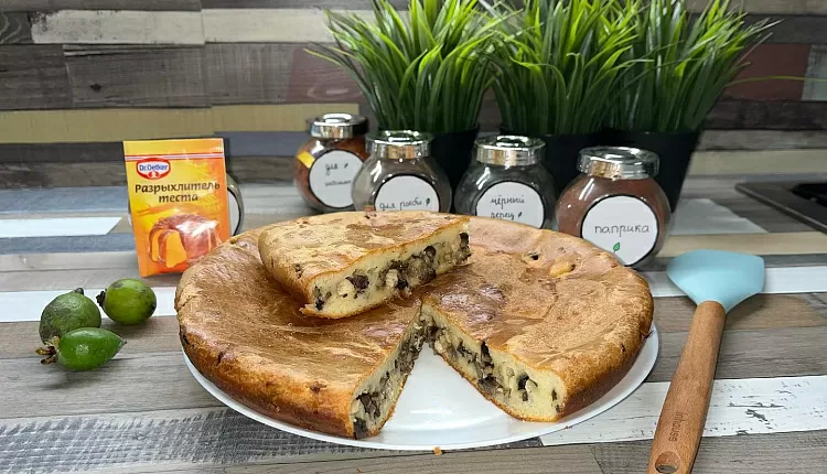 Заливной пирог с курицей и грибами 