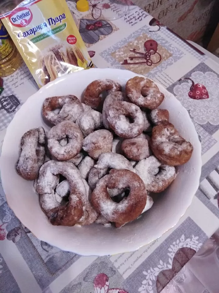 Колечки в сахарной пудре фото