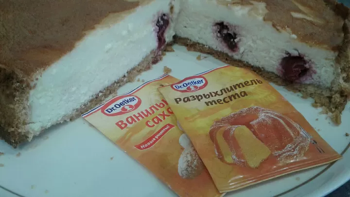Творожный пирог "Слезы ангела" с вишней фото