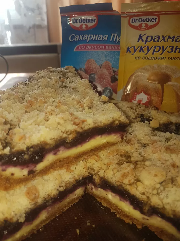 пирог с начинкой из творога и черники фото рецепта
