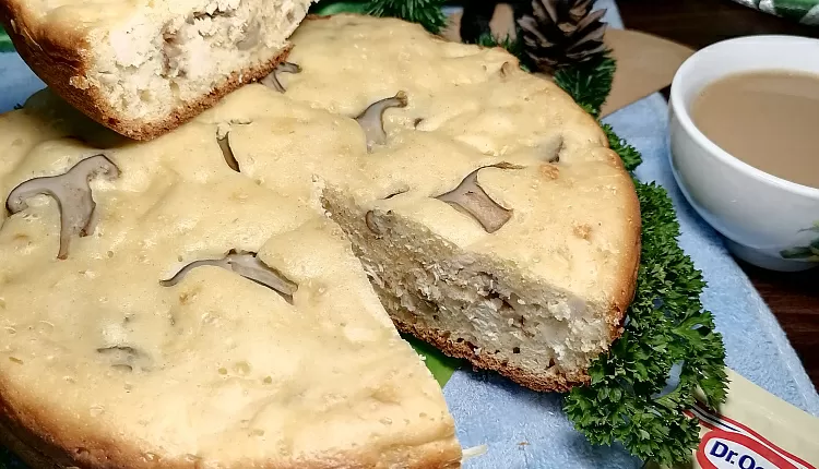 Заливной пирог с курицей и грибами 