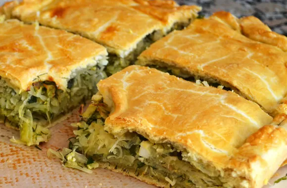 Заливной пирог с капустой