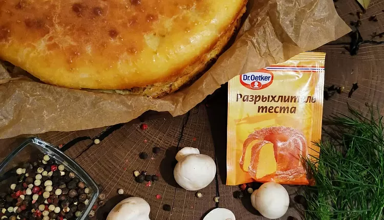 Заливной пирог с курицей и грибами 