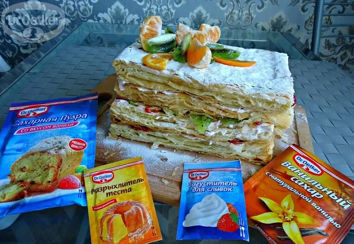 Мильфей с фруктами и ягодами фото