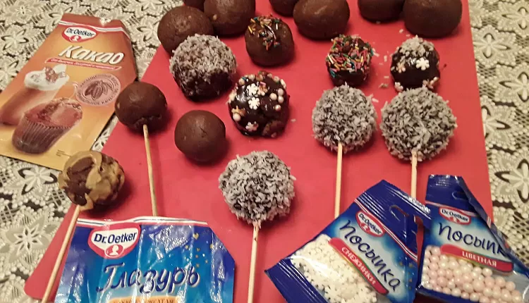 Пирожное картошка на палочке (Cake pops)