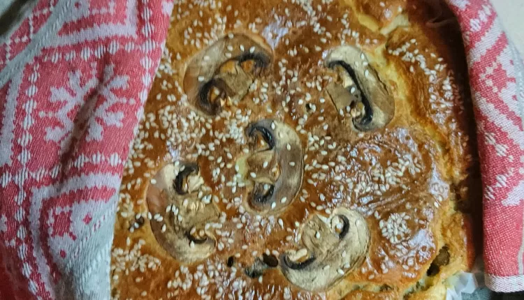 Заливной пирог с курицей и грибами 
