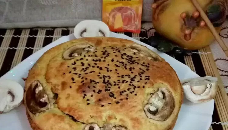 Заливной пирог с курицей и грибами 