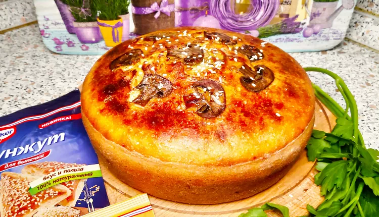Заливной пирог с курицей и грибами 