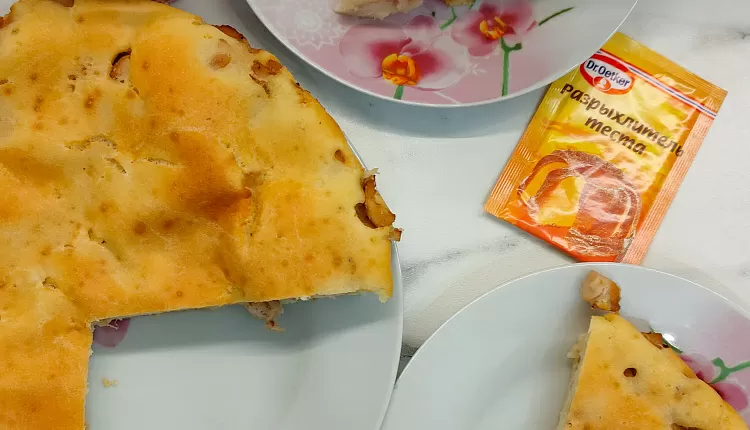 Заливной пирог с курицей и грибами 