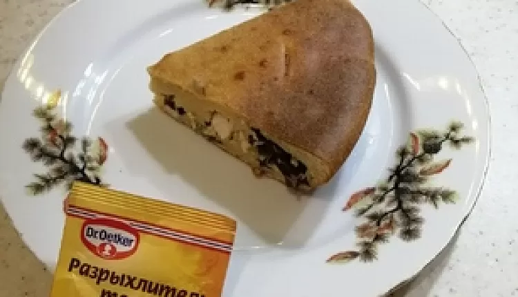 Заливной пирог с курицей и грибами 