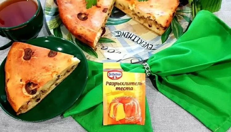 Заливной пирог с курицей и грибами 