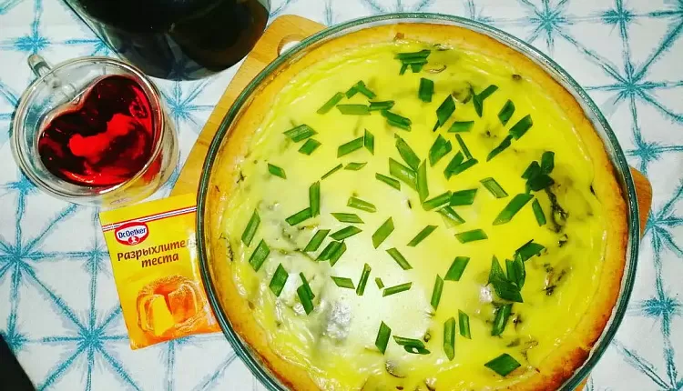 Заливной пирог с курицей и грибами 