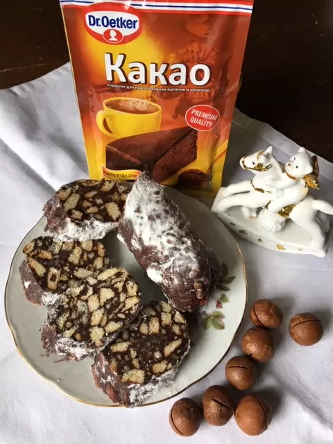Королева орехов Макадамия в шоколадных "колбасках" с какао от Dr.Bakers. фото рецепта