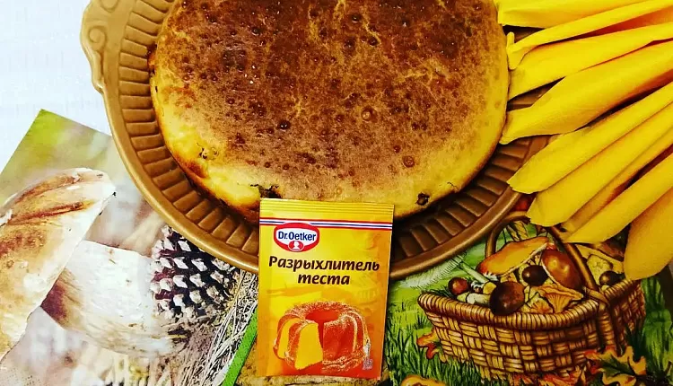 Заливной пирог с курицей и грибами 