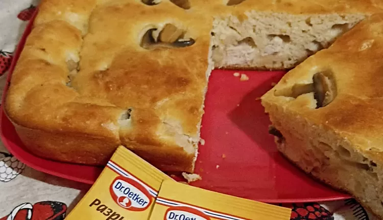 Заливной пирог с курицей и грибами 