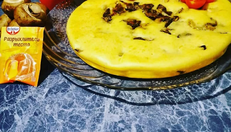 Заливной пирог с курицей и грибами 