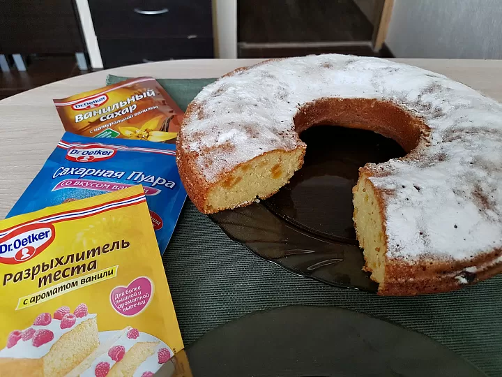Идеальный манник на кефире с курагой фото рецепта