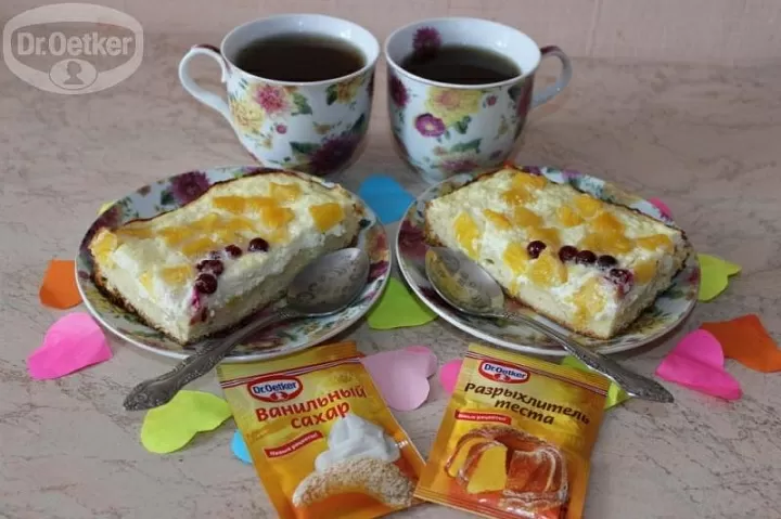 Пирог с творогом и ананасами фото