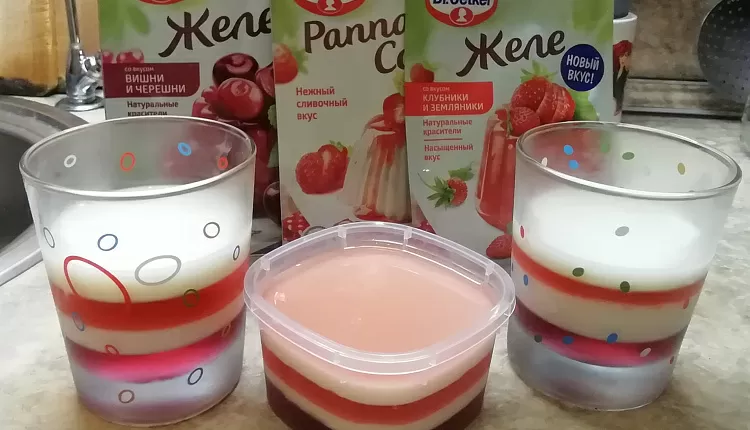 Слоеный желейный десерт