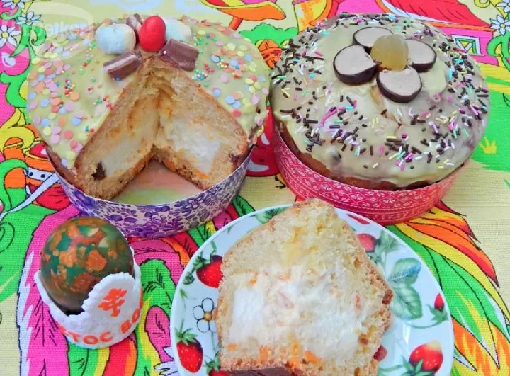 Кулич с творожной массой фото