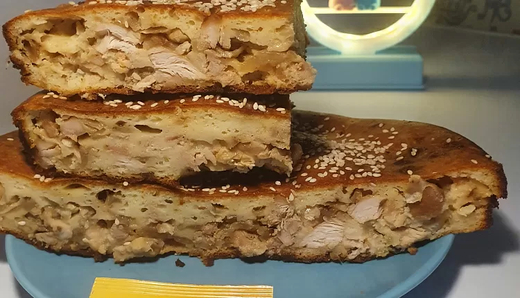 Заливной пирог с курицей и грибами 