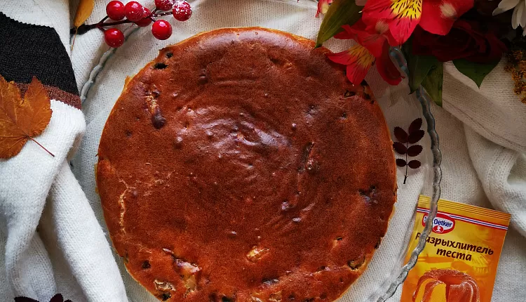 Заливной пирог с курицей и грибами 