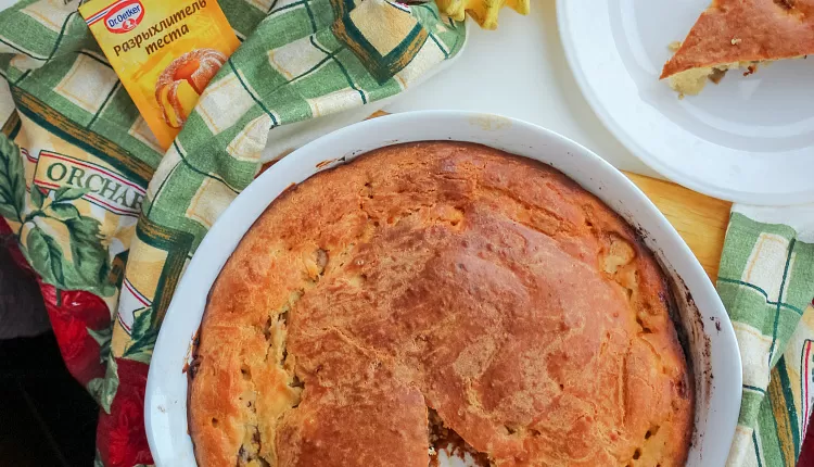Заливной пирог с курицей и грибами 