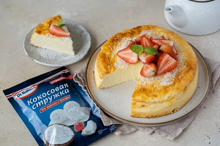 Творожная запеканка с кокосовой стружкой фото рецепта
