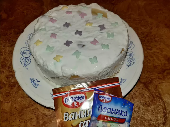Десерт на сметане с желе и печеньем фото рецепта