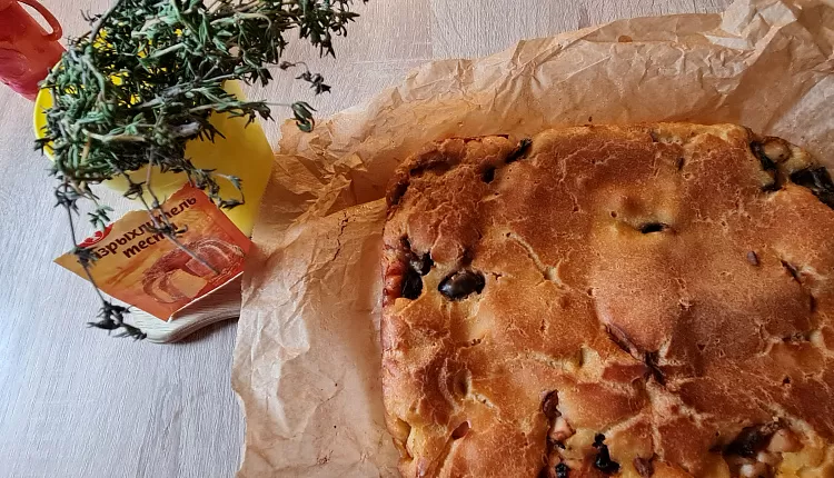 Заливной пирог с курицей и грибами 