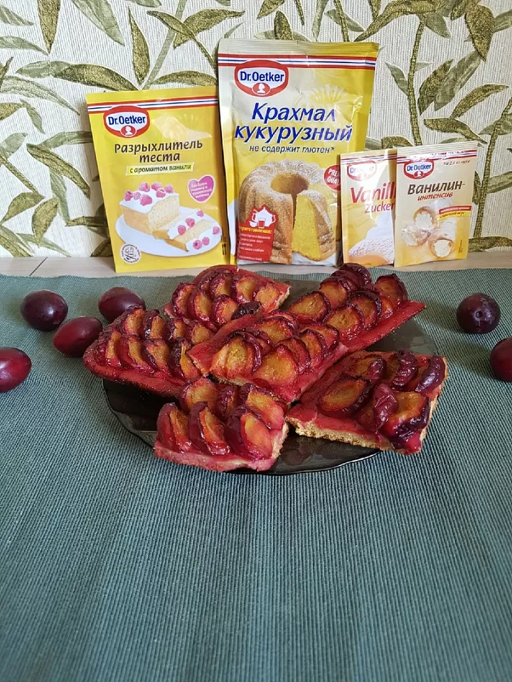 Сливовый пирог на кукурузной муке фото рецепта