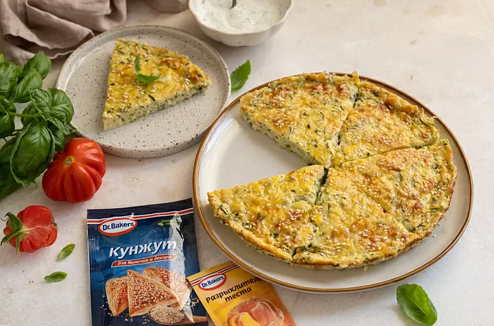 Пирог-запеканка с кабачками, сыром и зеленью фото