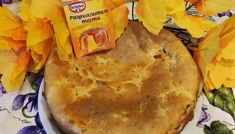 Заливной пирог с курицей и грибами 