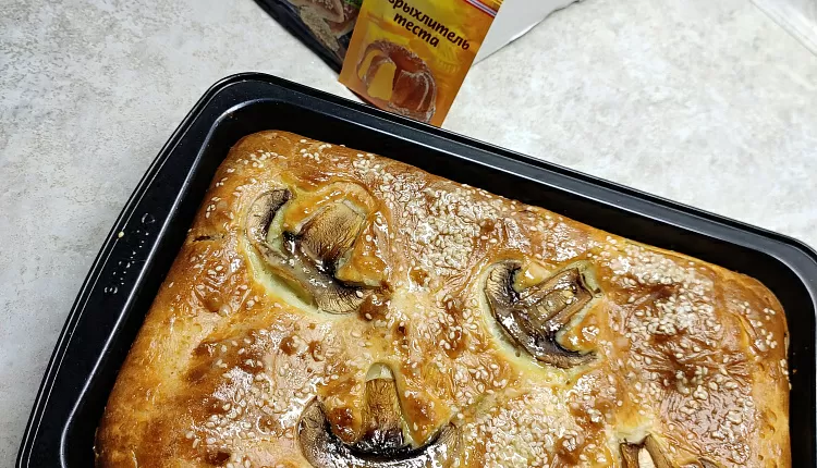 Заливной пирог с курицей и грибами 