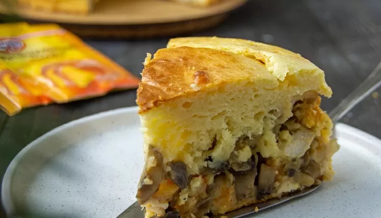 Заливной пирог с курицей и грибами 