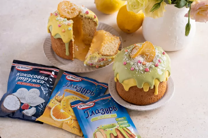 Кокосовый кулич с начинкой из лимонного курда фото