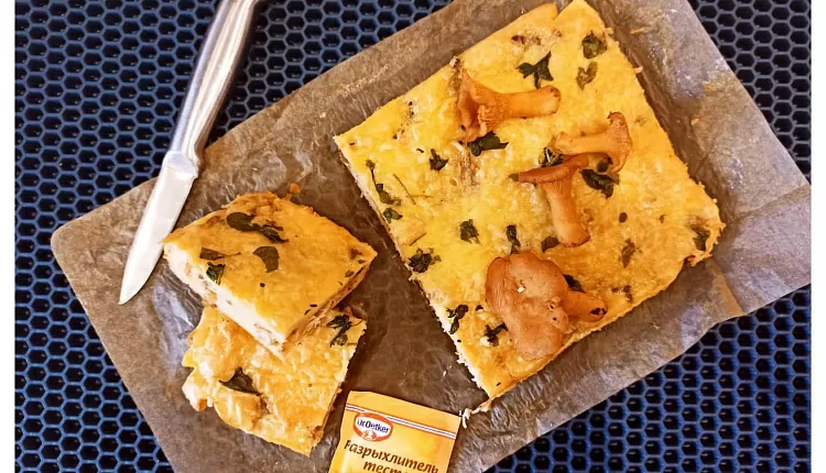 Заливной пирог с курицей и грибами 