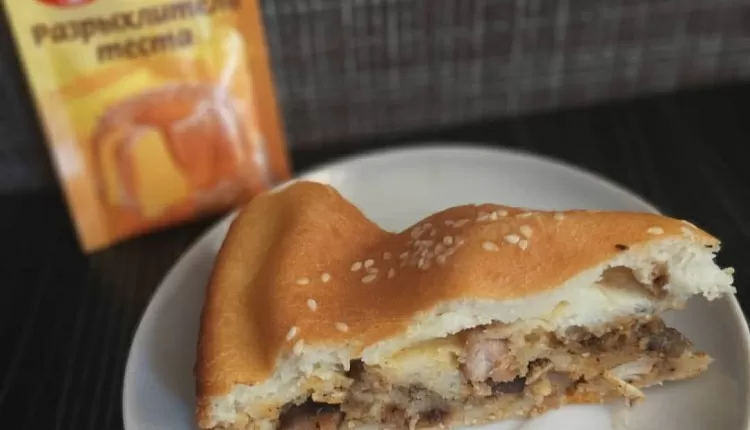 Заливной пирог с курицей и грибами 